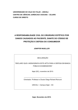a responsabilidade civil do cirurgi&atilde;o est&eacute;tico por danos