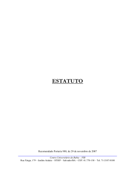 ESTATUTO DO CENTRO UNIVERSIT&Aacute;RIO DA BAHIA &ndash; FIB