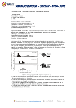 Simulado Biologia &ndash; UNICAMP &ndash; 2014- 2013