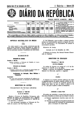 Portaria n&ordm; 886/83 de 22 de Setembro