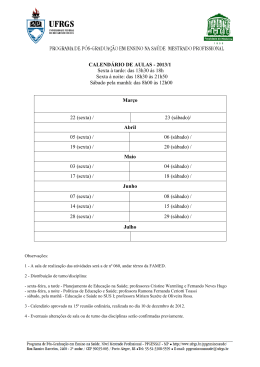 Calendário de Aulas 2013-1