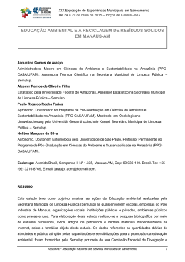 educa&ccedil;&atilde;o ambiental e a reciclagem de res&iacute;duos s&oacute;lidos em manaus