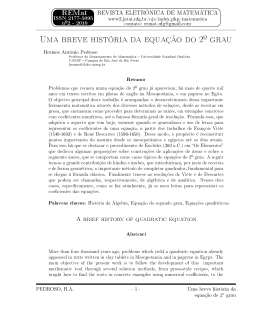 Uma breve hist&oacute;ria da equa&ccedil;&atilde;o do 2&ordm; grau
