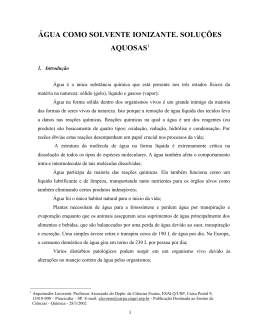 &Aacute;gua como solvente ionizante. Solu&ccedil;&otilde;es aquosas