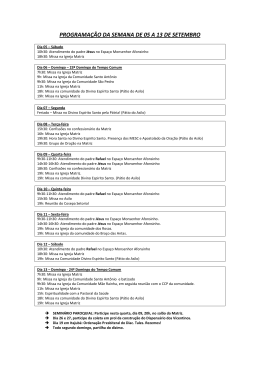 PROGRAMA&Ccedil;&Atilde;O DA SEMANA DE 05 A 13 DE SETEMBRO