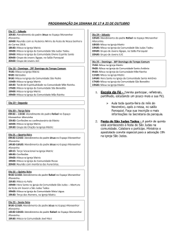 PROGRAMA&Ccedil;&Atilde;O DA SEMANA DE 17 A 25 DE OUTUBRO