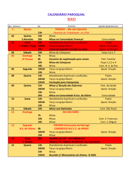 calendário paroquial maio - Paroquia Santa Maria Goretti Maringá