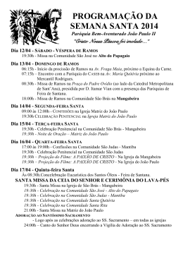 PROGRAMA&Ccedil;&Atilde;O DA SEMANA SANTA - Par&oacute;quia S&atilde;o Jo&atilde;o Paulo II