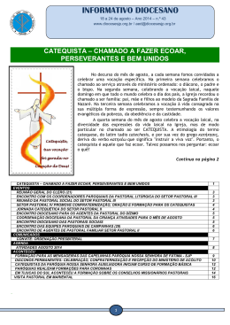 INFORMATIVO DIOCESANO - Diocese S&atilde;o Jos&eacute; dos Pinhais