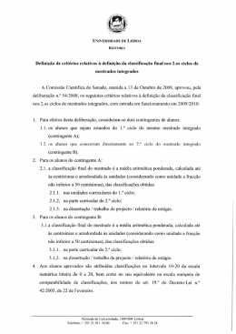 Definição de critérios relativos à definição da classificação final nos