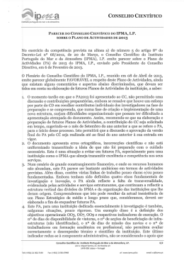 Parecer do Conselho Científico sobre Plano de Atividades 2013