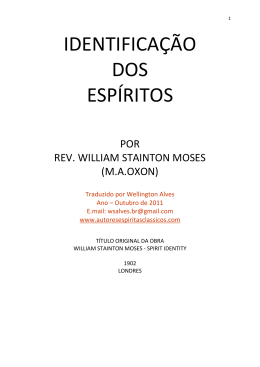IDENTIFICA&Ccedil;&Atilde;O DOS ESP&Iacute;RITOS - Biblioteca Virtual Esp&iacute;rita