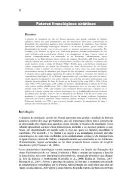 Fatores limnol&oacute;gicos bi&oacute;ticos