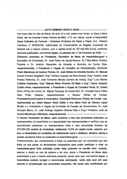 ACTA N&Uacute;MERO VINTE E NOVE Aos treze dias do m&ecirc;s de