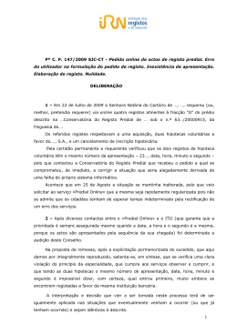 P&ordm; CP 147/2009 SJC-CT - Instituto dos Registos e Notariado