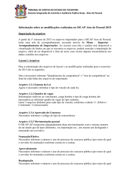 Informações sobre as modificações Sicap Atos Pessoal 2015