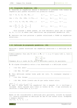 Sequ&ecirc;ncias - Matem&aacute;tica I