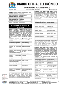 DI&Aacute;RIO OFICIAL ELETR&Ocirc;NICO - Prefeitura Municipal de Florian&oacute;polis