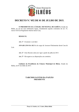 Decreto nº 052 de 01 de julho de 2015