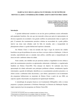 habita&ccedil;&atilde;o e regulariza&ccedil;&atilde;o fundi&aacute;ria no munic&iacute;pio de montes claros