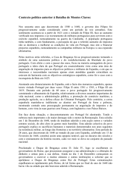 Contexto pol&iacute;tico anterior &aacute; Batalha de Montes Claros: