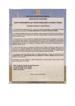 para fornecimento de transformadores de m&eacute;dia tens&atilde;o