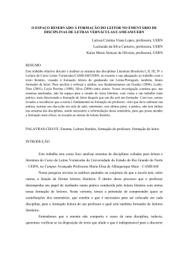 O ESPAÇO RESERVADO À FORMAÇÃO DO LEITOR NO