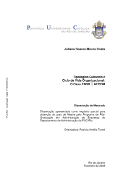 Juliana Soares Moura Costa Tipologias Culturais e Ciclo de Vida