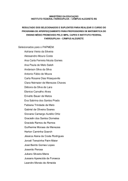 Selecionados_PAPMEM - Instituto Federal de Educa&ccedil;&atilde;o, Ci&ecirc;ncia e