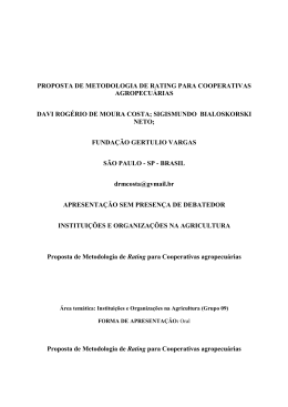 proposta de metodologia de rating para cooperativas agropecu&aacute;rias