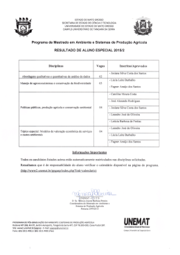 Resultado Aluno Especial 2015/2
