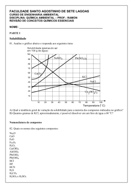 FACULDADE SANTO AGOSTINHO DE SETE LAGOAS Solubilidade
