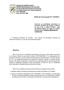 SEMURH n&deg; 003/2015 - Prefeitura Municipal de Colatina