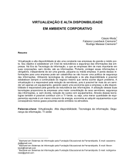 virtualiza&ccedil;&atilde;o e alta disponibilidade em ambiente corporativo