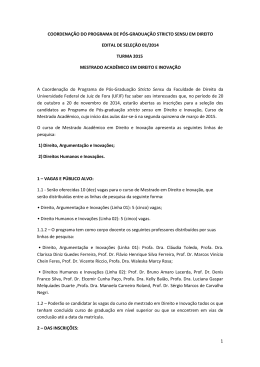 edital de sele&ccedil;&atilde;o para Mestrado em Direito e Inova&ccedil;&atilde;o-UFJF