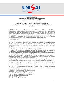 EDITAL 08/2015 Programa de Mestrado Acad&ecirc;mico em