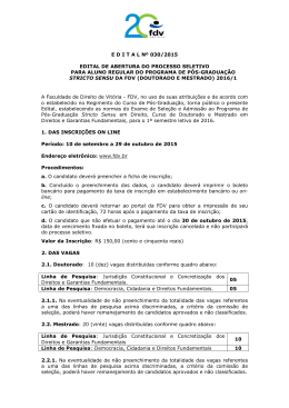 Edital de Abertura Mestrado e Doutorado 2016 - FDV
