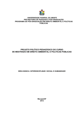 Projeto do Curso de Mestrado em Direito Ambiental e Pol&iacute;ticas