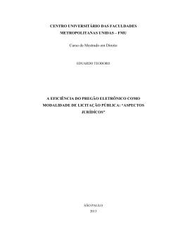 EDUARDO TEODORO. "A efici&ecirc;ncia do preg&atilde;o eletr&ocirc;nico como