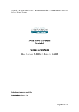 3&ordm; Relat&oacute;rio Gerencial - Secretaria de Estado de Planejamento e