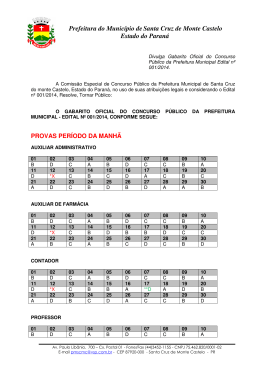 Gabarito Oficial - Santa Cruz de Monte Castelo