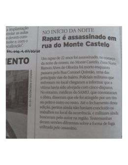 Rapaz é assassinado em rua do Monte Castelo
