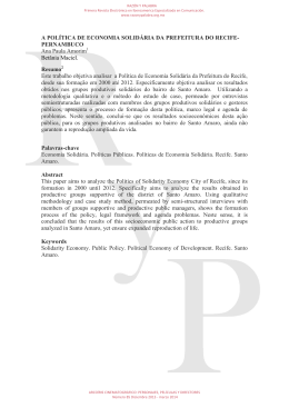 A POL&Iacute;TICA DE ECONOMIA SOLID&Aacute;RIA DA