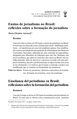 En si no de jor na lis mo no Bra sil: re fle x&otilde;es so bre a for ma &ccedil;&atilde;o do