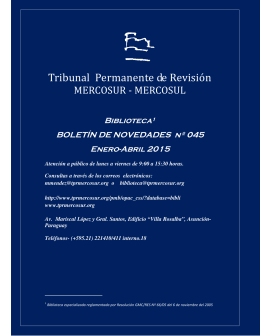 Boletín de Novedades 45 - Ene-Abr/2015 - TPR Mercosur