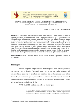 expectativa razo&aacute;vel de Privacidade e a Internet