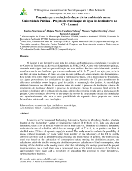 Projeto de reutiliza&ccedil;&atilde;o de &aacute;gua de destil