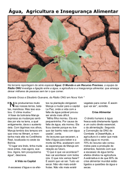 &Aacute;gua, Agricultura e Inseguran&ccedil;a Alimentar