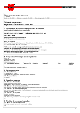 Ficha de seguran&ccedil;a Segundo a Directiva 91/155/CEE