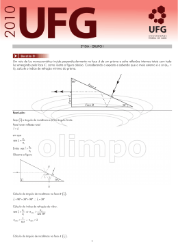 2&ordm; DIA - GRUPO I Um raio de luz monocrom&aacute;tico incide
